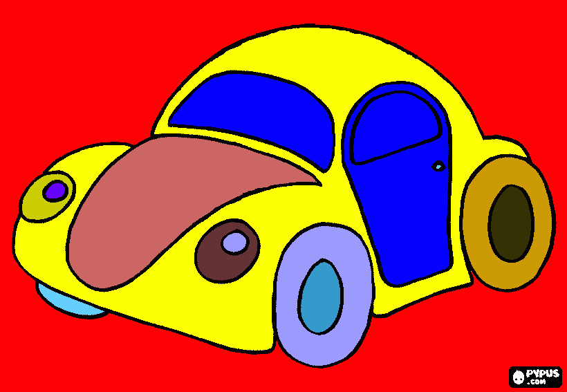 Autito de carrera con fondo llamativo . para colorear