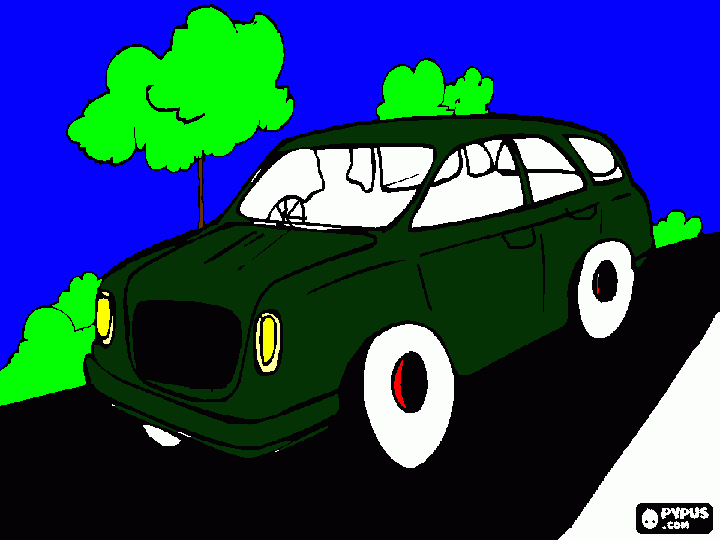 auto circulandopor la carretera  para colorear