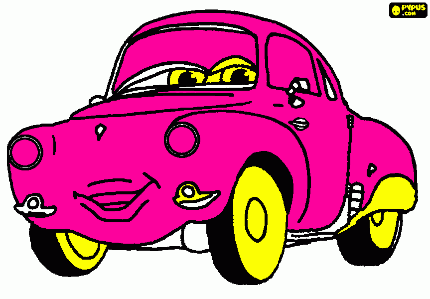 auto rosa para colorear