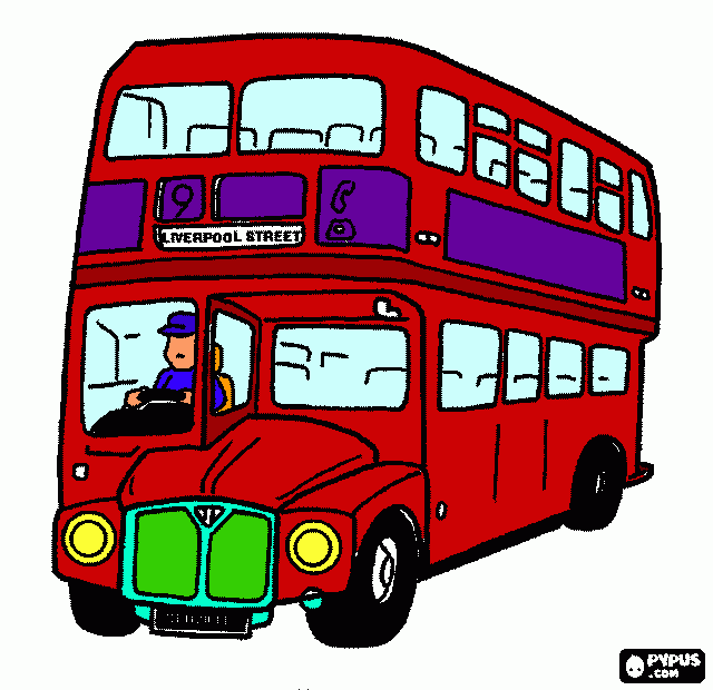 Autobus Inglés para colorear