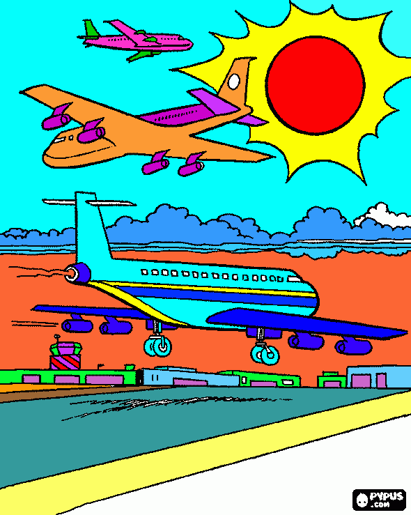 aviones coloreados para colorear