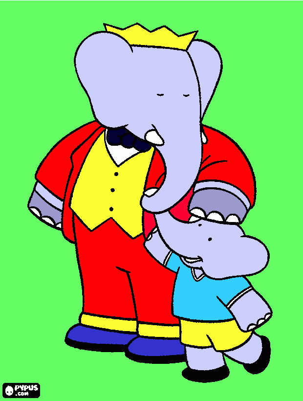 babar el elefante para colorear