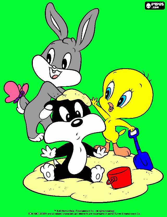 baby loony toons : bugs bunny,piolin,silvestre para colorear