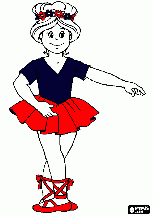 BALLET ROJO Y AZUL para colorear
