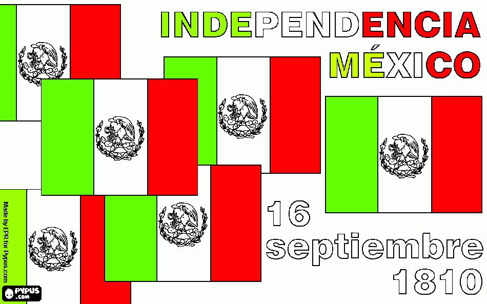 bandera de mexico para el día de la independencia para colorear