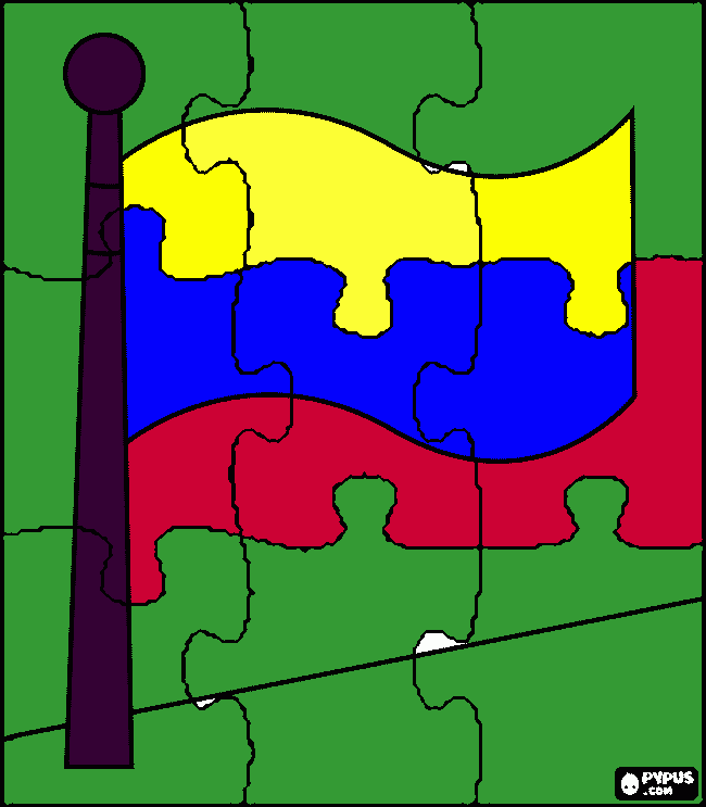 bandera en un rompecabezas para colorear