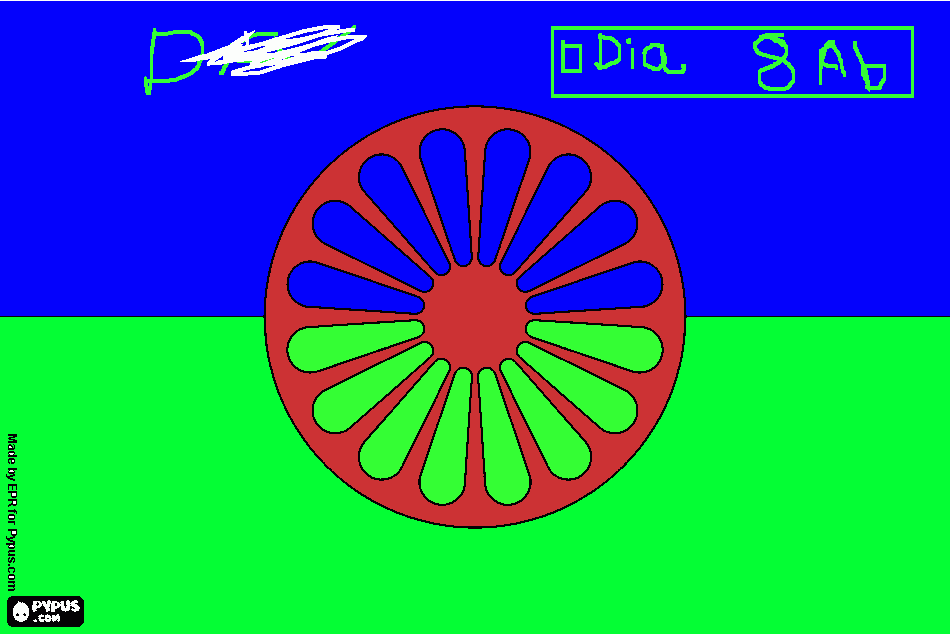 BANDERA GITANA coloreada 8 de abril para colorear