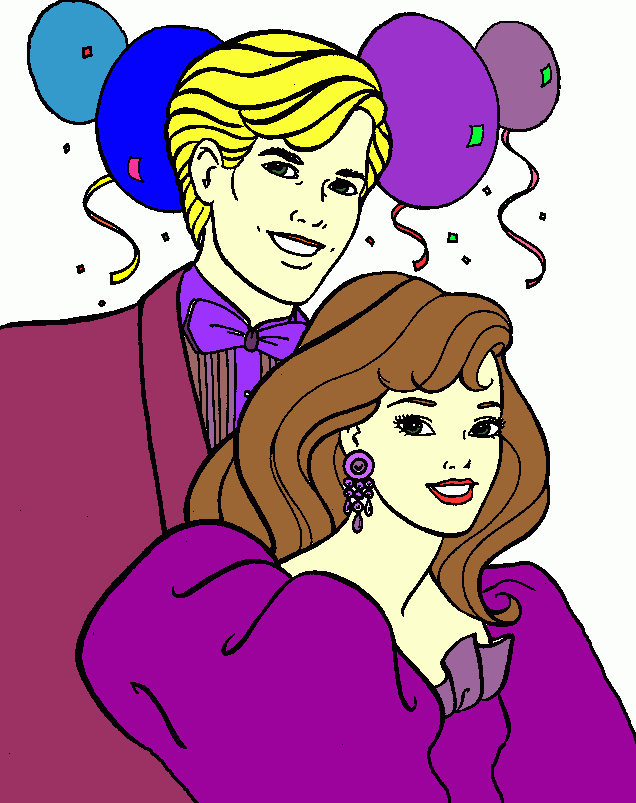 barbie y ken para colorear