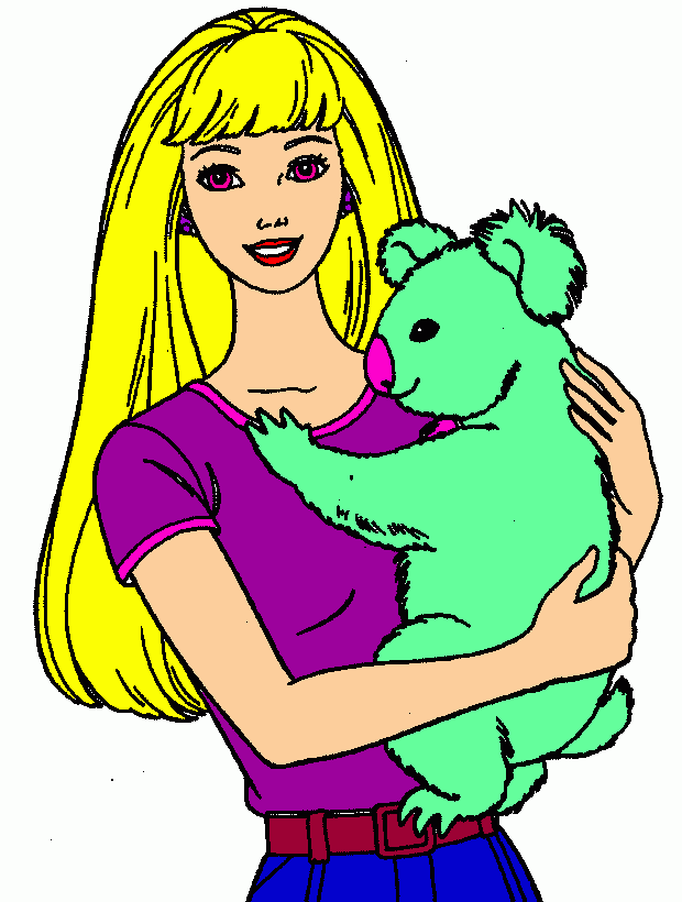 barbie y un oso panda para colorear
