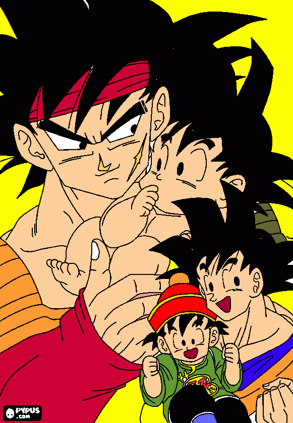 Bardock Con Su Para Colorear Bardock Con Su Para Imprimir
