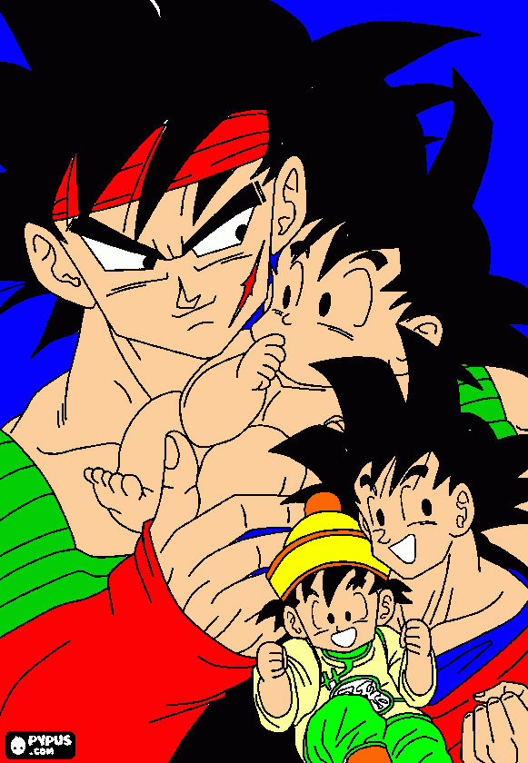 BARDOK GOKU GOKU JOVEN Y GOHAN para colorear