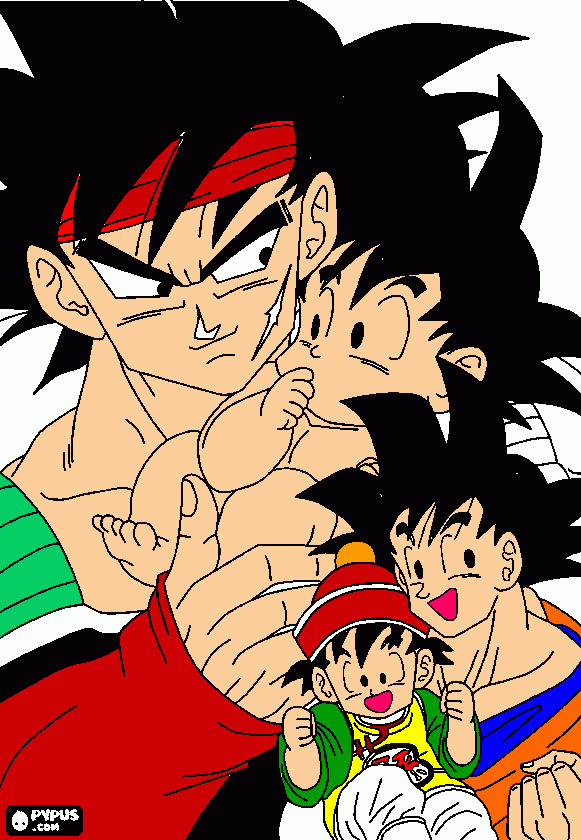 bardok, goku y gohan para colorear