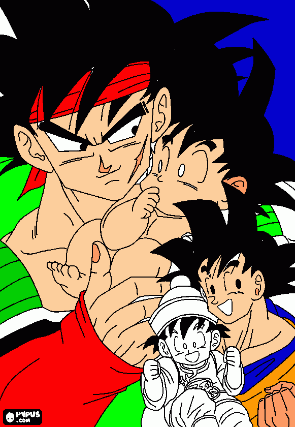 bardok y goku,goku y gohan para colorear