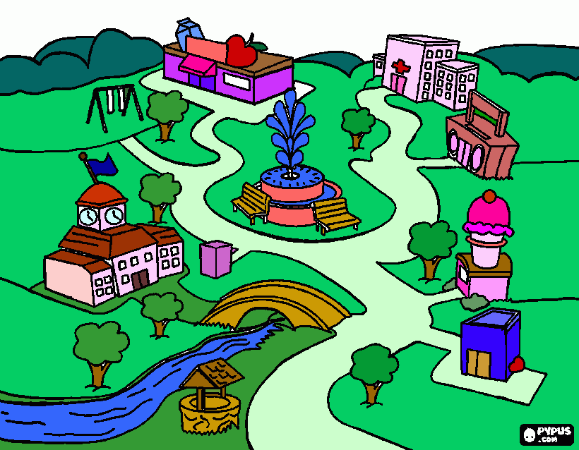 barrio para colorear