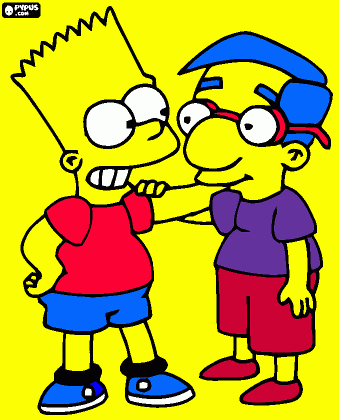 bart y milhouse para colorear