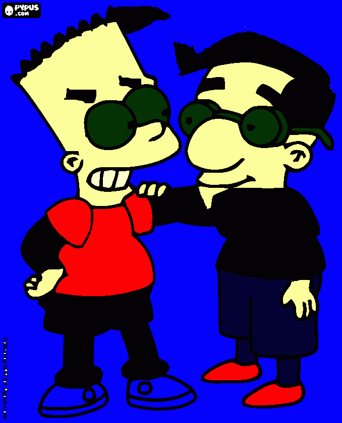 bart y milkhouse para colorear