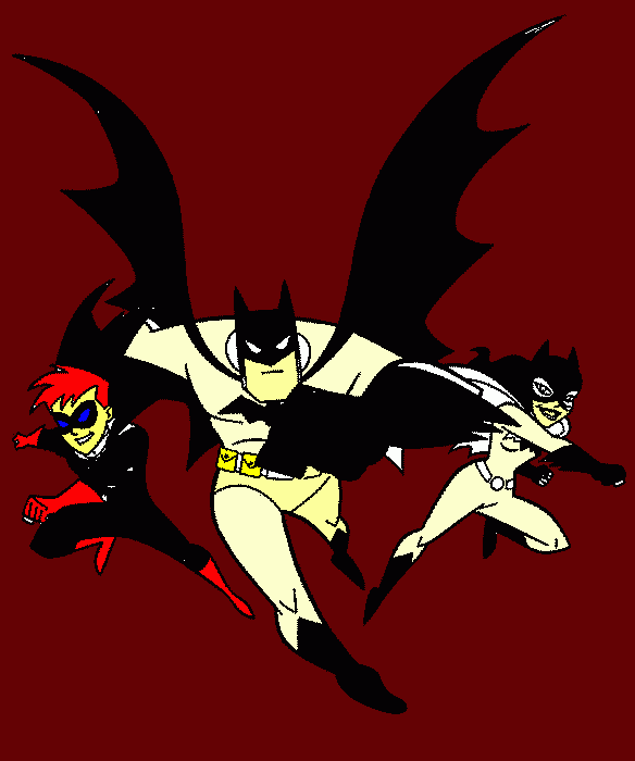 Batman, Robin i Catwoman para colorear