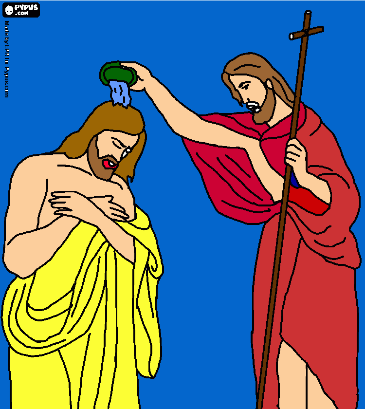 BAUTIZO DE JESUS EN EL RIO JORDAN. para colorear