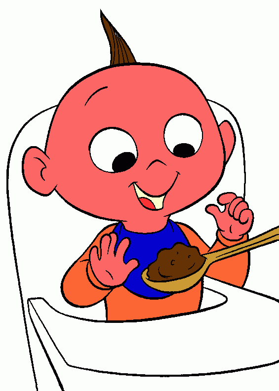 bebe comiendo para colorear