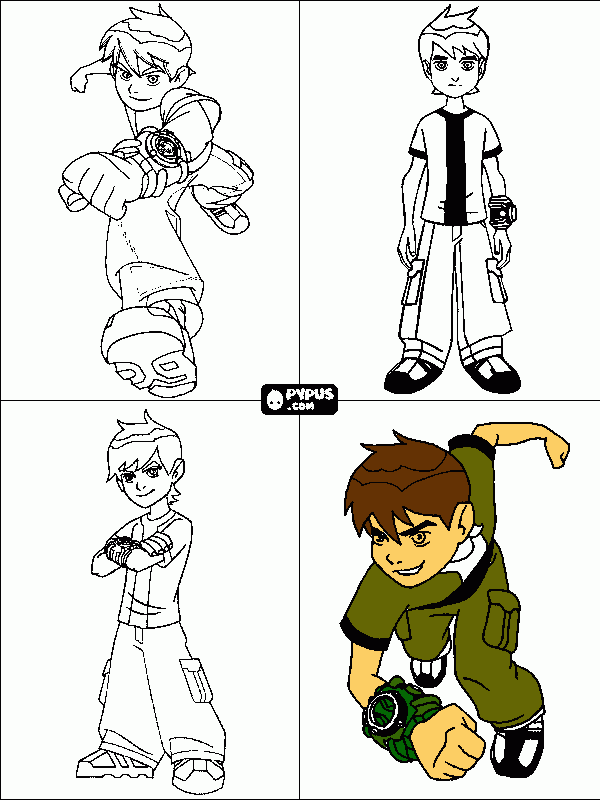 Ben 10 con el reloj para colorear