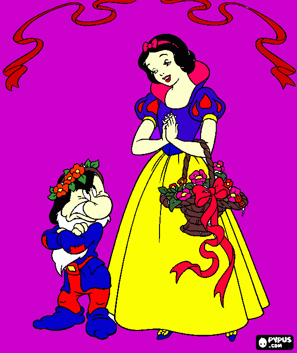 blanca niebes y un enano para colorear