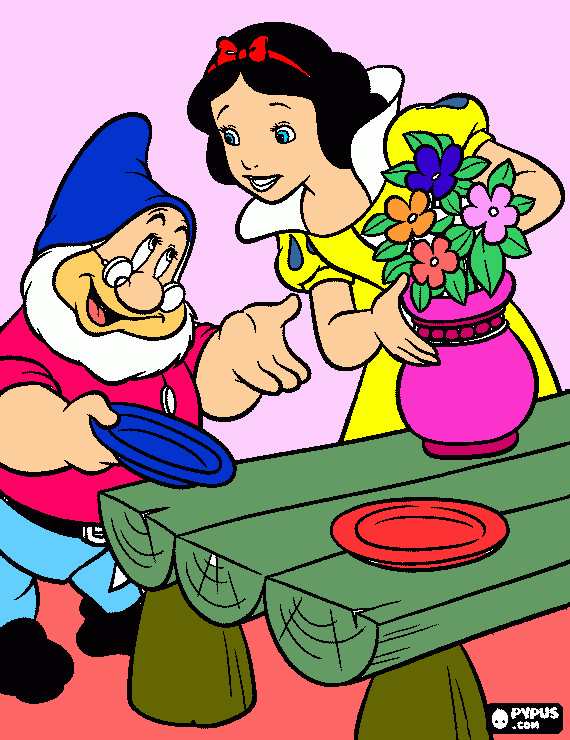 Blancanieves para Mica, Maria, tía Mabel y tío Gustavo para colorear