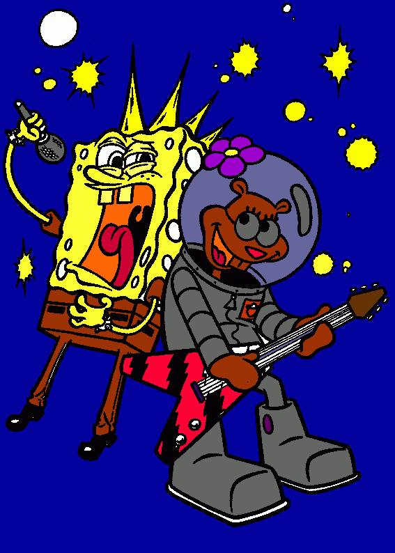 bob esponja y arenita para colorear