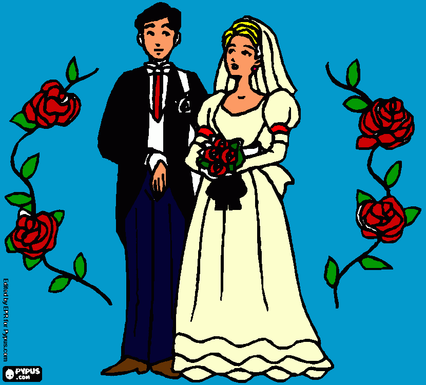 boda,casamiento para colorear
