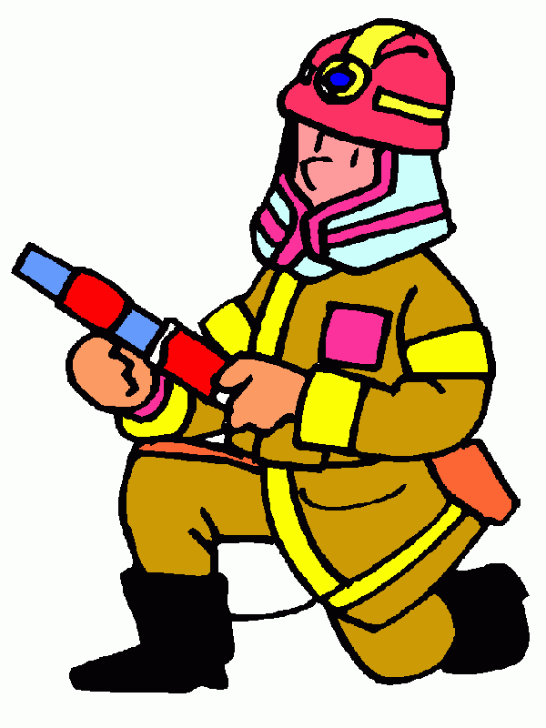 BOMBERO ARRODILLADO para colorear