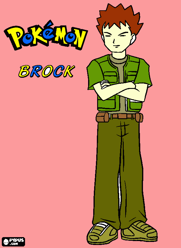 Brock es un líder de gimnasio de tipo roca , viaja con Ash y Misty y desea convertirse en un gran criador pokemon. para colorear
