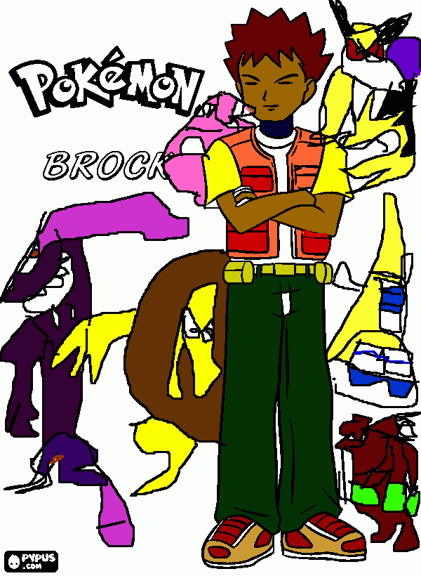 Brock Lider de Gimnasio Tipo Roca para colorear