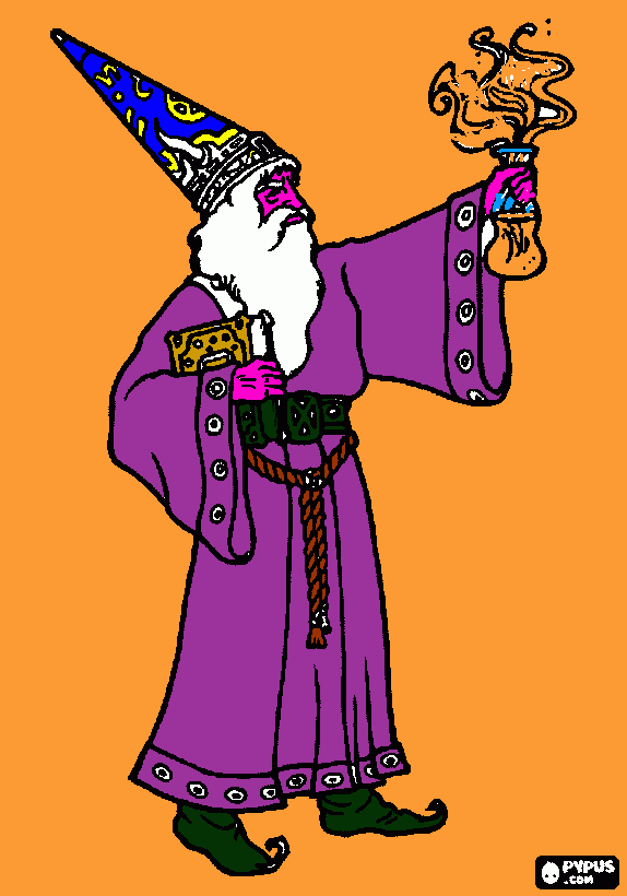 brujo rasputín con la pócima para colorear