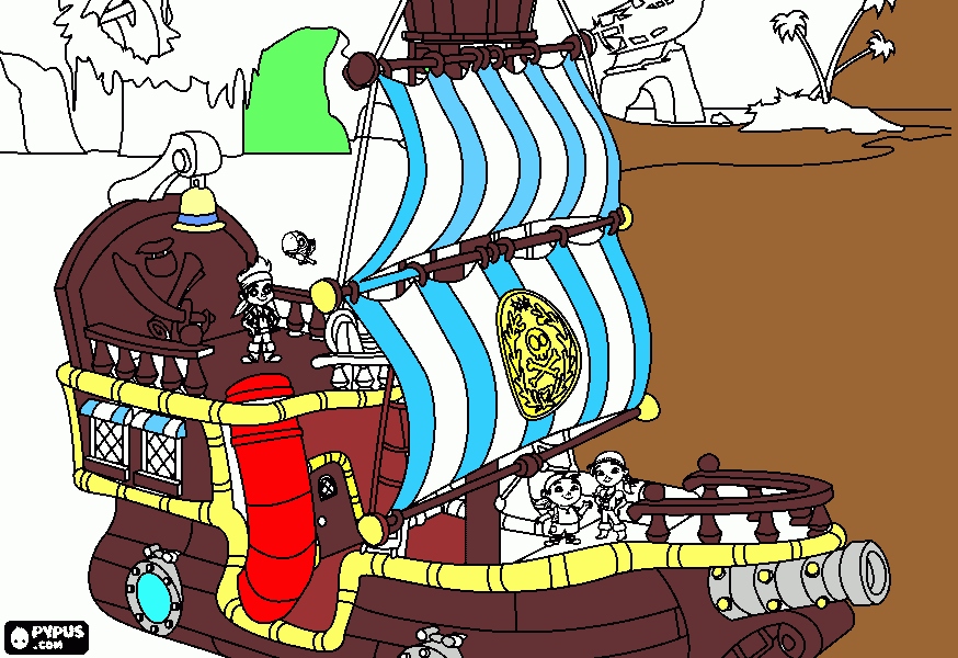 bucky el barco de jake y los piratas de nunca jamas  para colorear