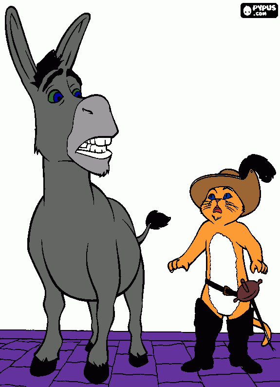 burro y gato para colorear
