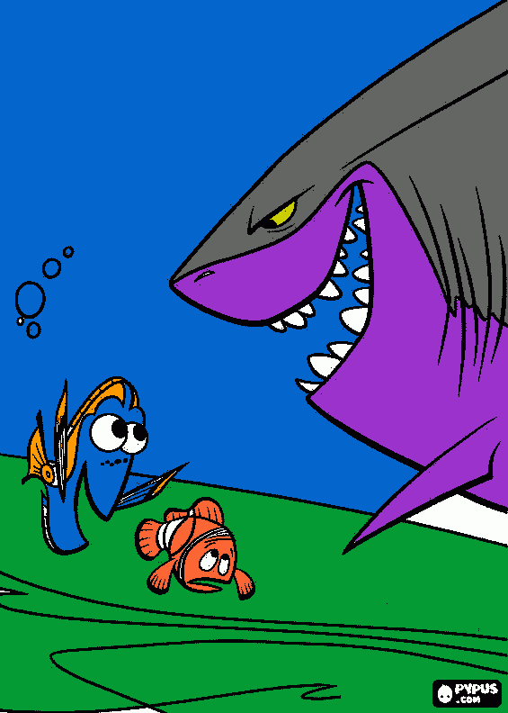 buscondo a nemo - bruce para colorear