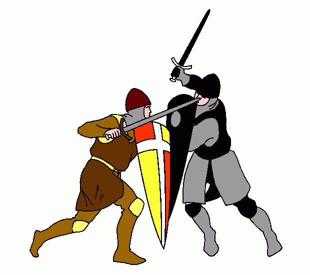 caballeros peleando para colorear