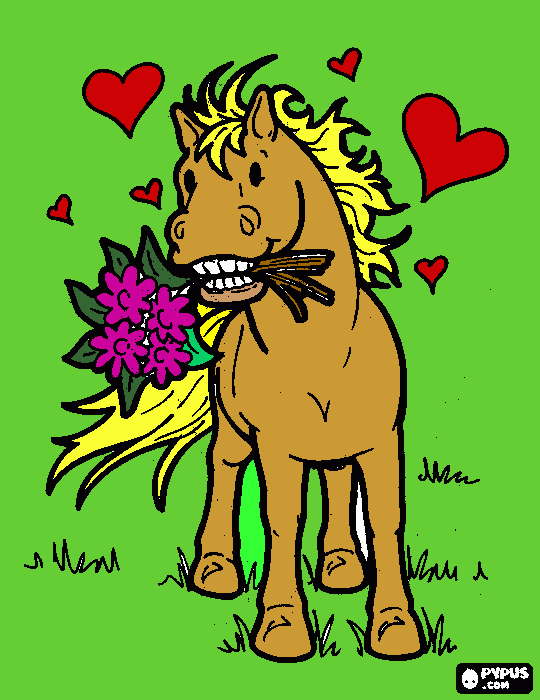 caballo de amor para colorear