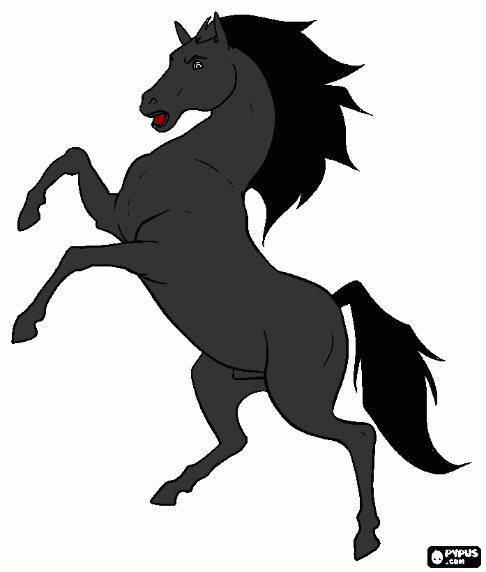 caballo gris y negro para colorear