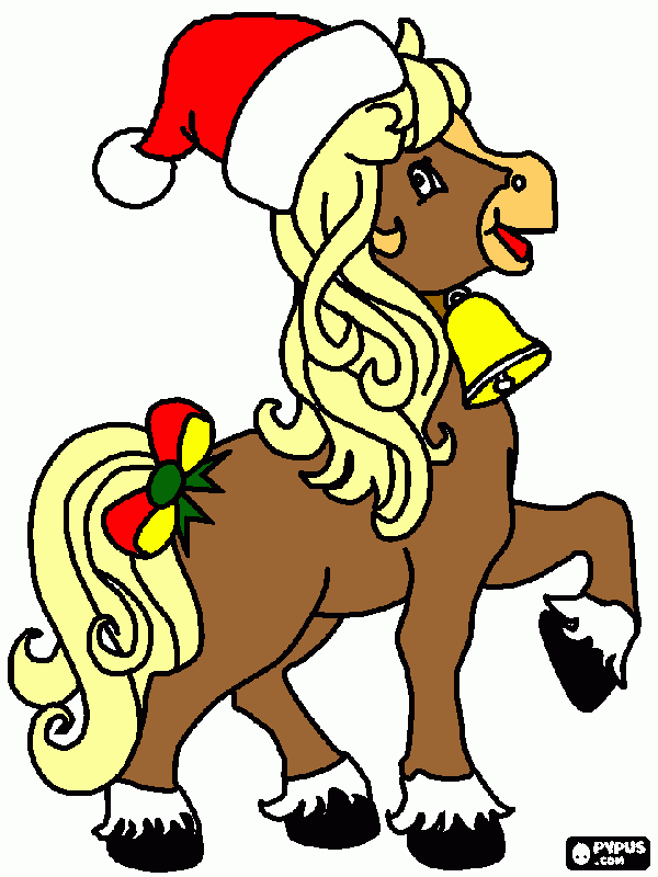 caballo navidad coloreado para colorear