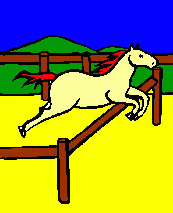 caballo saltando valla para colorear