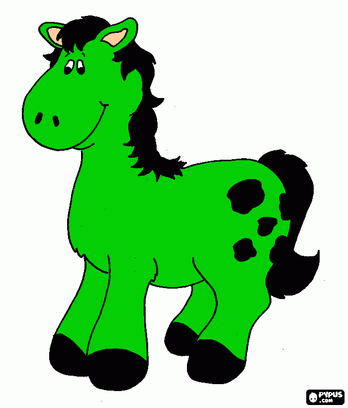 caballo verde para colorear