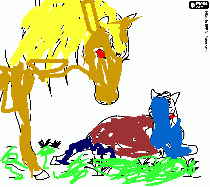 caballo y hija para colorear