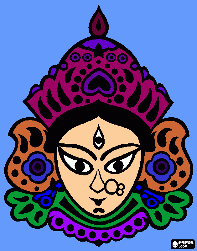 cabeza de diosa Durga para colorear