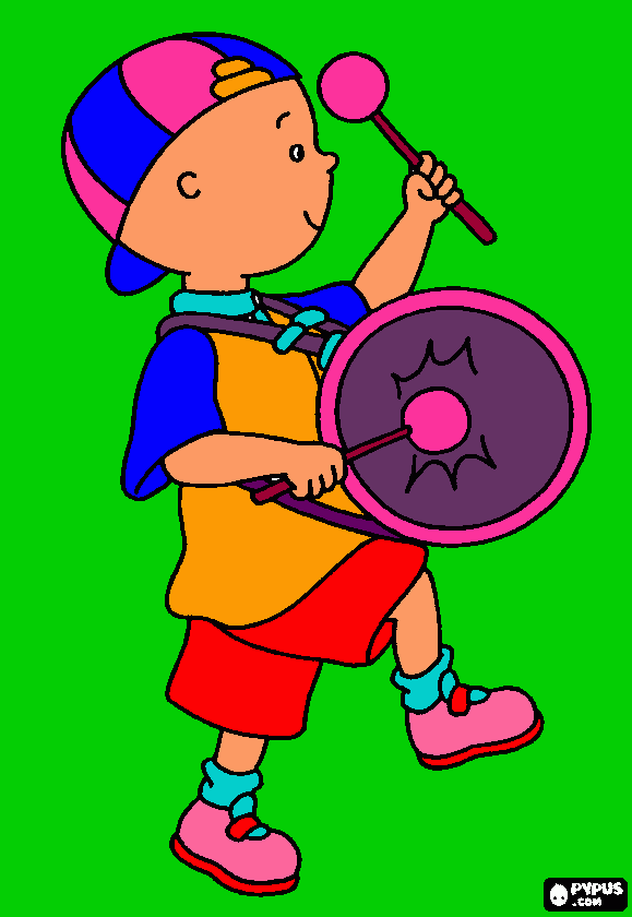 caillou tambor para colorear