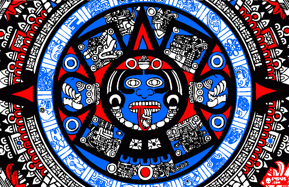 Calendrio Azteca  para colorear
