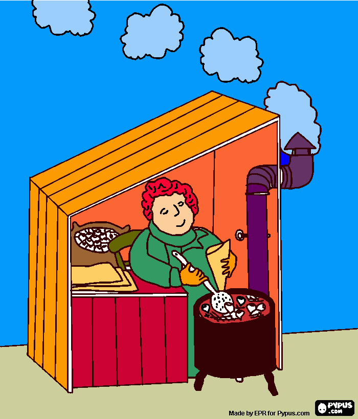 Calido estufa castañas para colorear