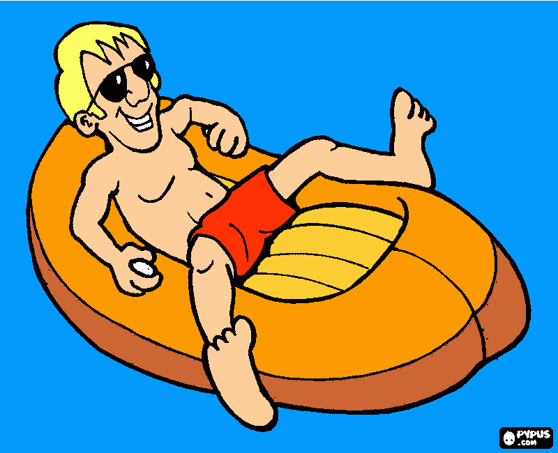 Calido relajado en la piscina para colorear