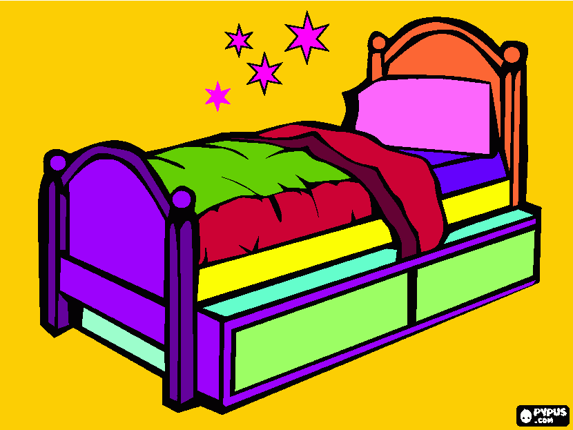 cama arcoiris para colorear