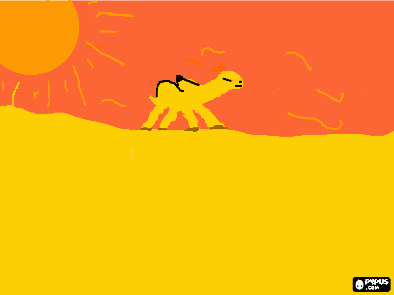camello en el desierto bajo el sol para colorear