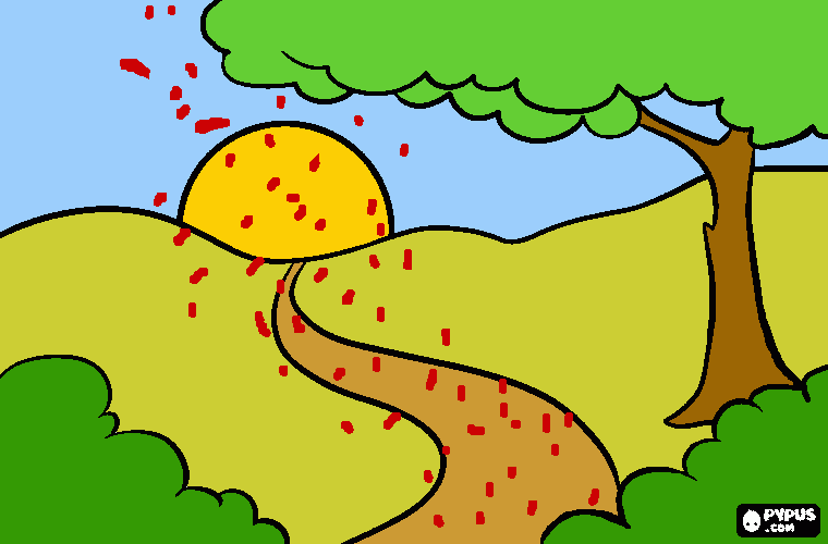 Camino de rosas para colorear